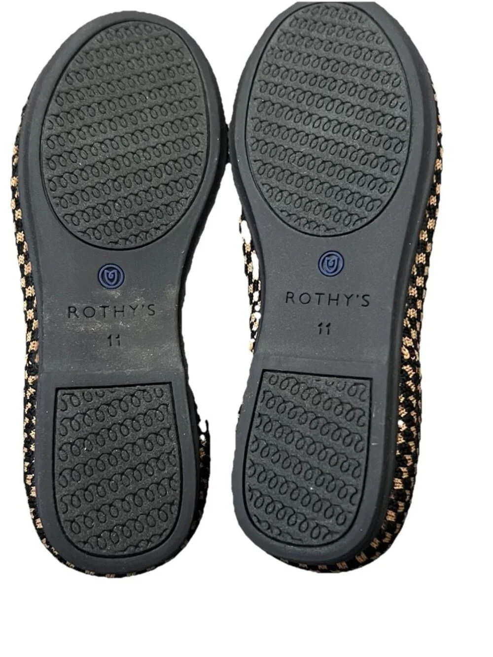 Rothy's Kids Mary Jane Shoes Wren Micro Check Size 11 Black Brown Flats